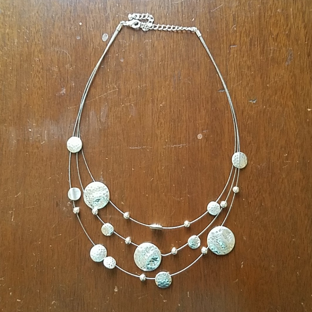 Hammered Silver-type Necklace
